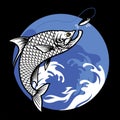Shirt design of fishing tarpon fish