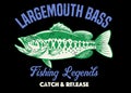 Shirt design of largemouth bass fishing with texture Royalty Free Stock Photo