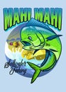Shirt design of mahi mahi fishing Royalty Free Stock Photo