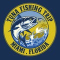 Shirt design of tuna fishing Royalty Free Stock Photo