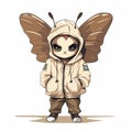 Moth Baby Girl: A Cheeky Rough Mature Butterfly In Hip-hop Style Royalty Free Stock Photo