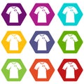 Shirt with flag of Brazil sign icon set color hexahedron