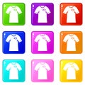 Shirt with flag of Brazil sign icons 9 set Royalty Free Stock Photo