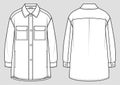 Shirt dress jacket. . Flat technical drawing. Vector illustration