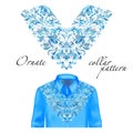 Shirt, jacket and T-shirt collar pattern. Embroidery ornament. V neck. Vector. Colorful Royalty Free Stock Photo