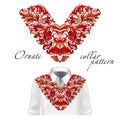 Shirt, jacket and T-shirt collar pattern. Embroidery ornament. V neck. Vector. Colorful Royalty Free Stock Photo