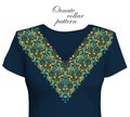 Shirt, jacket and T-shirt collar pattern. Embroidery ornament. V neck. Vector. Pastel colors Royalty Free Stock Photo