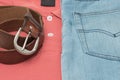 Shirt and jean with belt leater Royalty Free Stock Photo