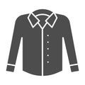 Shirt with long sleeves solid icon. Formal clothing vector illustration isolated on white. Men garment glyph style Royalty Free Stock Photo