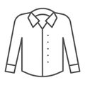 Shirt with long sleeves thin line icon. Formal clothing vector illustration isolated on white. Men garment outline style Royalty Free Stock Photo