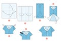 Origami tutorial for kids. Origami cute shirt.