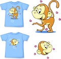 Shirt with a picture of merry monkeys - vector Royalty Free Stock Photo