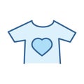 Shirt print heart fashion line fill blue icon