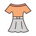 Shirt and skirt female accessory clothes line and fill icon