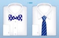 Set of realistic white shirt with tie isolated or formal wear office for employee or classic white shirt tied for men. Royalty Free Stock Photo