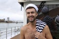 Shirtless gorgeous retro looking sailor