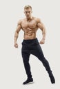 Shirtless male model posing muscular core