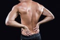 Shirtless man with back pain Royalty Free Stock Photo