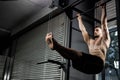 Shirtless man doing pull up Royalty Free Stock Photo