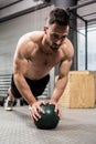 Shirtless man doing push up Royalty Free Stock Photo