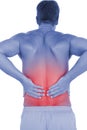 Shirtless man suffering from lower back pain Royalty Free Stock Photo