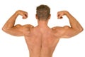 Shirtless strong man flex back Royalty Free Stock Photo