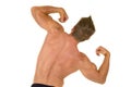 Shirtless strong man flex back tilt Royalty Free Stock Photo