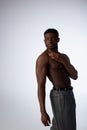 Shirtless and young afroamerican man in Royalty Free Stock Photo