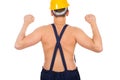 Shirtless young constructor -