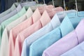 Shirts at the dry cleaners freshly ironed Royalty Free Stock Photo