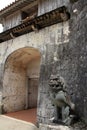 Shisa guardian in Shuri castle, Naha, Okinawa Royalty Free Stock Photo