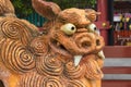 A traditional Ryukyuan cultural artifact and decoration guardian lions at Naminoue Shrine, Okinawa, Japan. Royalty Free Stock Photo