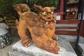 A traditional Ryukyuan cultural artifact and decoration guardian lions at Naminoue Shrine, Okinawa, Japan. Royalty Free Stock Photo