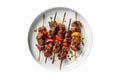 Shish Kabab Egyptian Cuisine. On A White Plate Royalty Free Stock Photo
