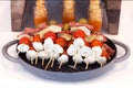 Shish-kabob dinner in a skillet Royalty Free Stock Photo