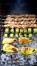 Shish kebab and grilled vegetables. Royalty Free Stock Photo