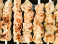 Shish kebab on metal sticks roasted on the grill