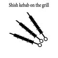 Shish kebab on skewers icon. Kebab icon.