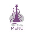 Shisha bar menu logotype with hookah silhouette illustration Royalty Free Stock Photo