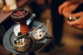 Shisha hookah hot coal and tobacco for smoking and leisure. Royalty Free Stock Photo