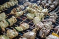 Shishkabob being grilled on a grille Royalty Free Stock Photo
