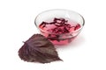 Shiso vinegar with fresh red shiso leaf Royalty Free Stock Photo