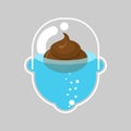 Shit in head. Glass transparent head. Vector illustration Royalty Free Stock Photo