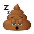 Shit icon, sleep face, poop emoticon