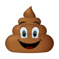 Shit icon, smiling face, poop emoticon Royalty Free Stock Photo