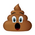 Shit icon, surprise face, poop emoticon Royalty Free Stock Photo