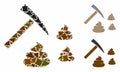 Shit mining Mosaic Icon of Inequal Pieces