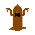 Shit monster. Turd brown mucous Mucus character. Vector illustration