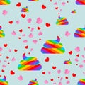 Shit unicorn and butterfly pattern seamless. Rainbow multicolored turd background