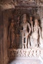 Sculptures of Shiva as Hari-Hara etc, Cave-1 Badami Cave Temples, Badami, Bagalkot, Karnataka, India